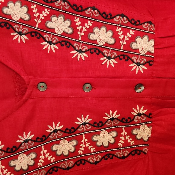 NWOT Monsoon red embroidered boho blouse - Picture 3 of 5